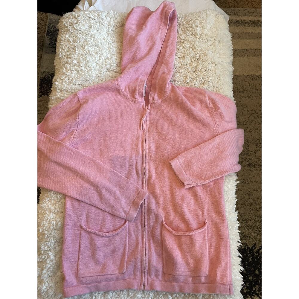 Best & Co. girls sz. 12 pink hooded cardigan zip up pocket sweater. Cute, comfor